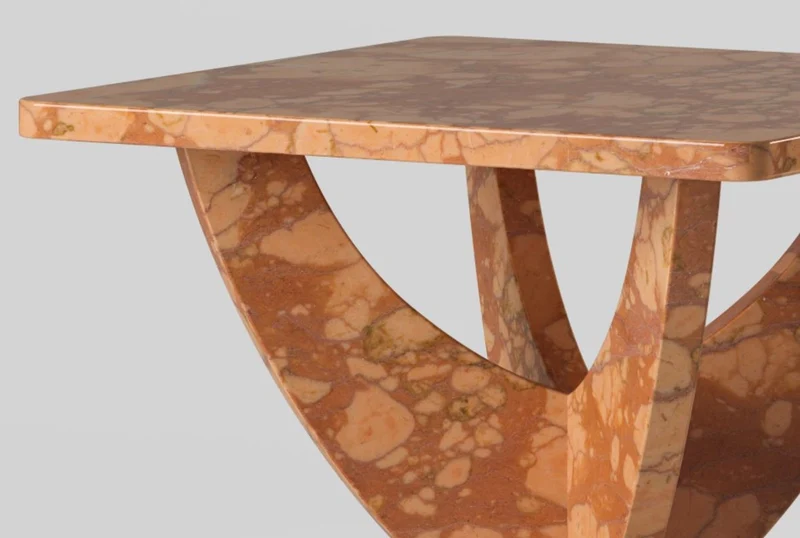 Casa Padrino Luxus Rosso Verona Marmor Beistelltisch Terracottafarben 45 x 45 x H. 60 cm - Wohnzimmer Möbel - Luxus Qualität