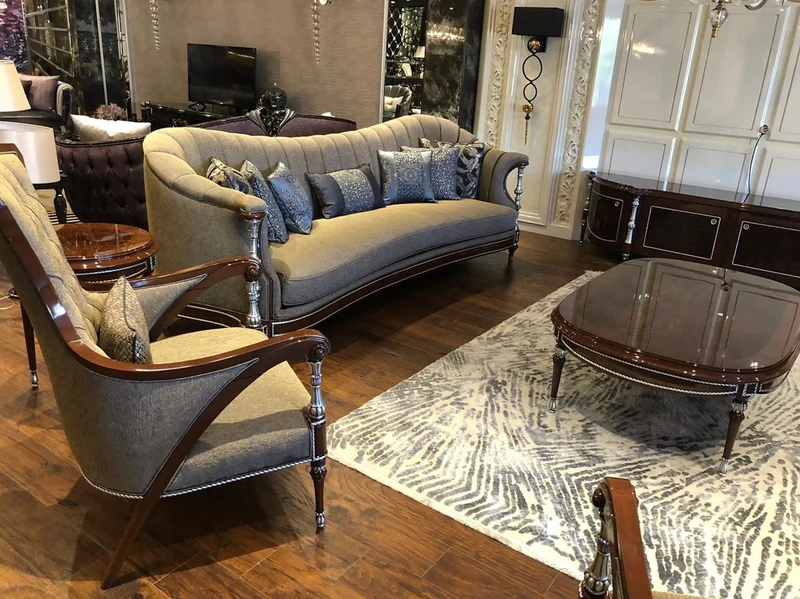 Casa Padrino Luxus Barock Couchtisch Braun / Silber 144 x 92 x H. 45 cm - Ovaler Massivholz Wohnzimmertisch - Edle Barock Wohnzimmer Möbel