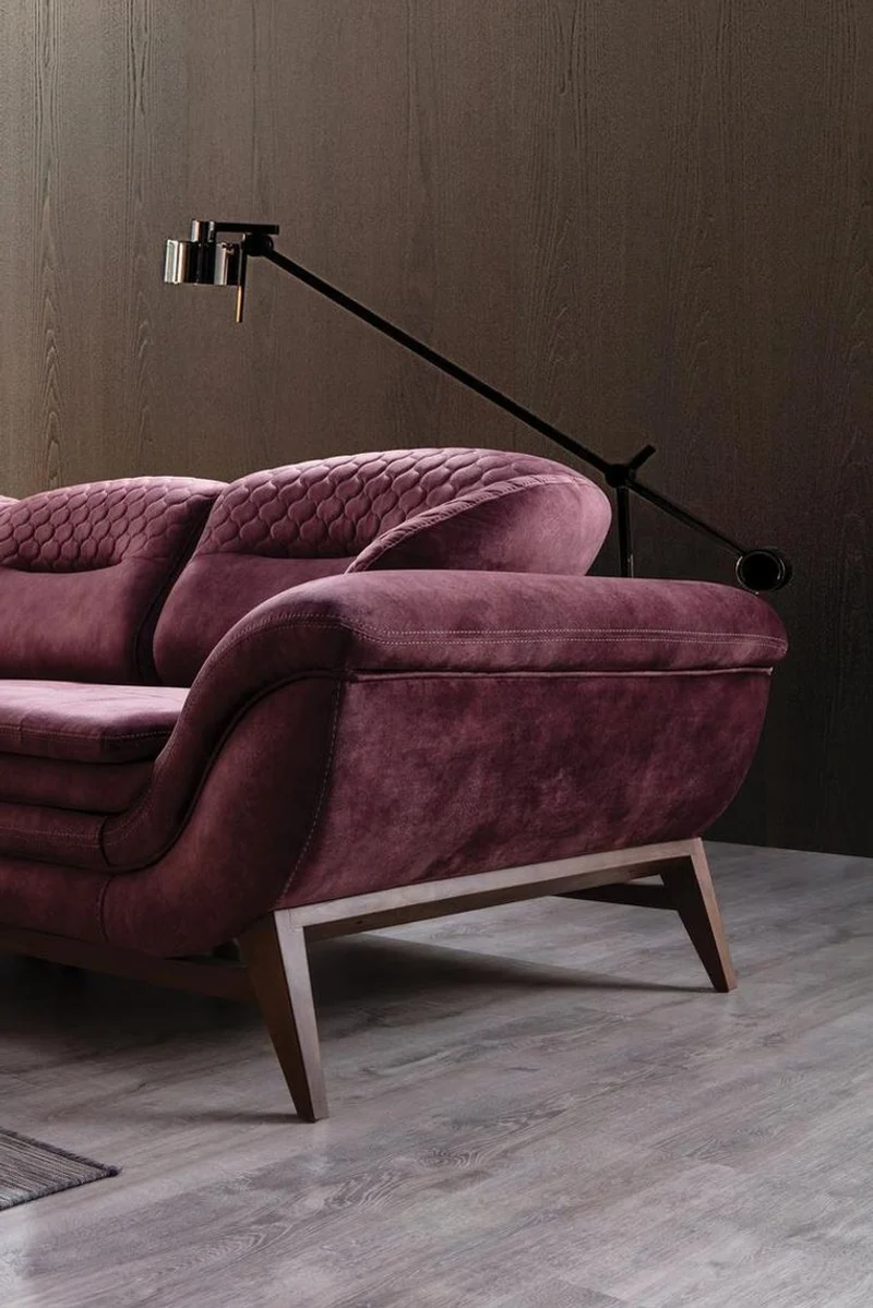Casa Padrino Luxus Ecksofa Lila / Dunkelbraun 318 x 293 x H. 85 cm - Wohnzimmer Sofa mit verstellbaren Rückenlehnen - Wohnzimmer Möbel