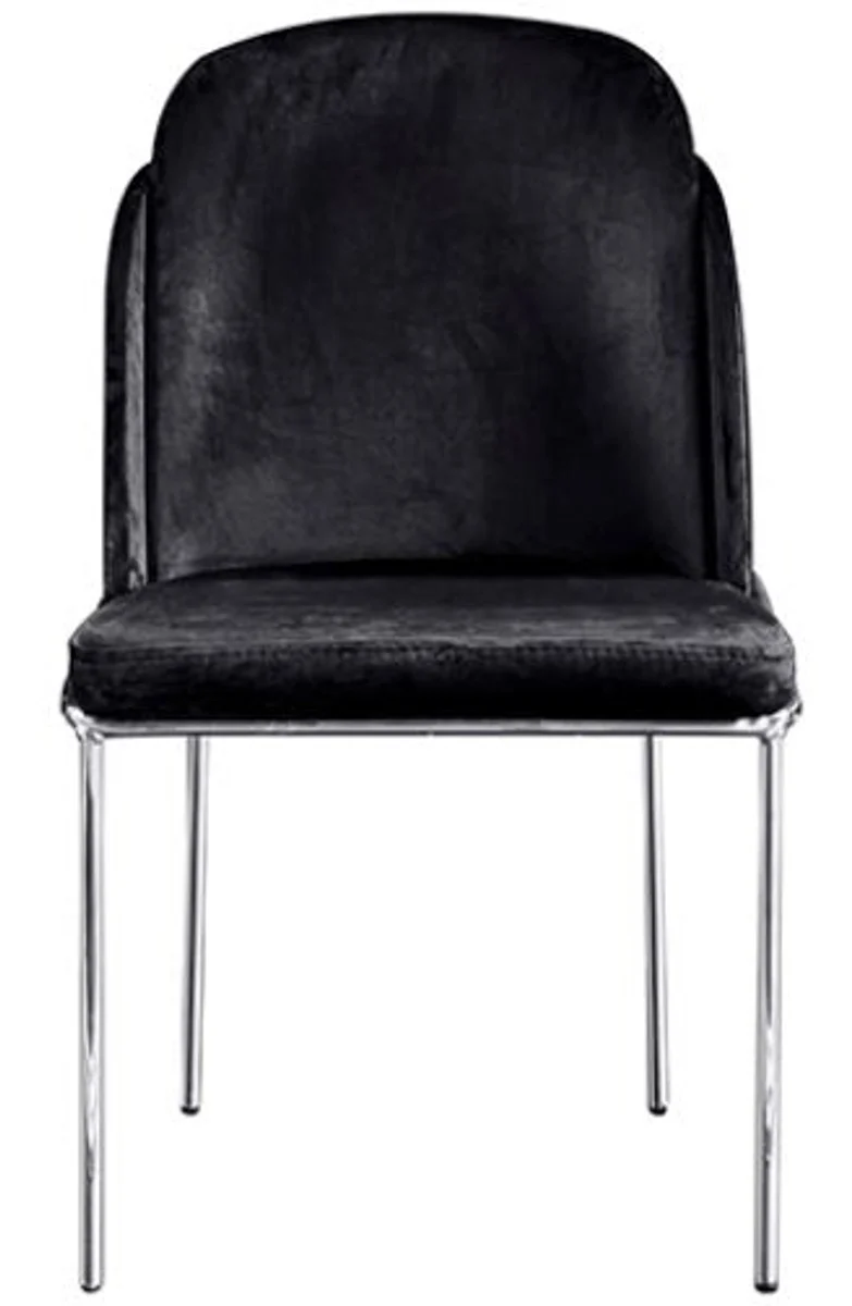 Casa Padrino Luxus Art Deco Esszimmer Set Schwarz / Weiß / Grau / Silber - 1 Esszimmertisch & 4 Esszimmerstühle - Edle Art Deco Esszimmer Möbel