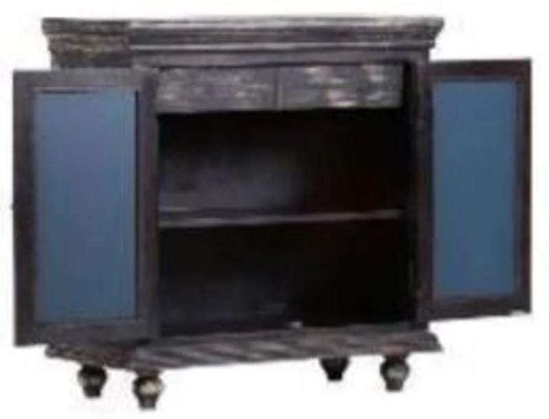 Casa Padrino Landhausstil Schrank Vintage Schwarz 90 x 43 x H. 100 cm - Massivholz Schrank mit 2 verspiegelten Türen - Landhausstil Möbel