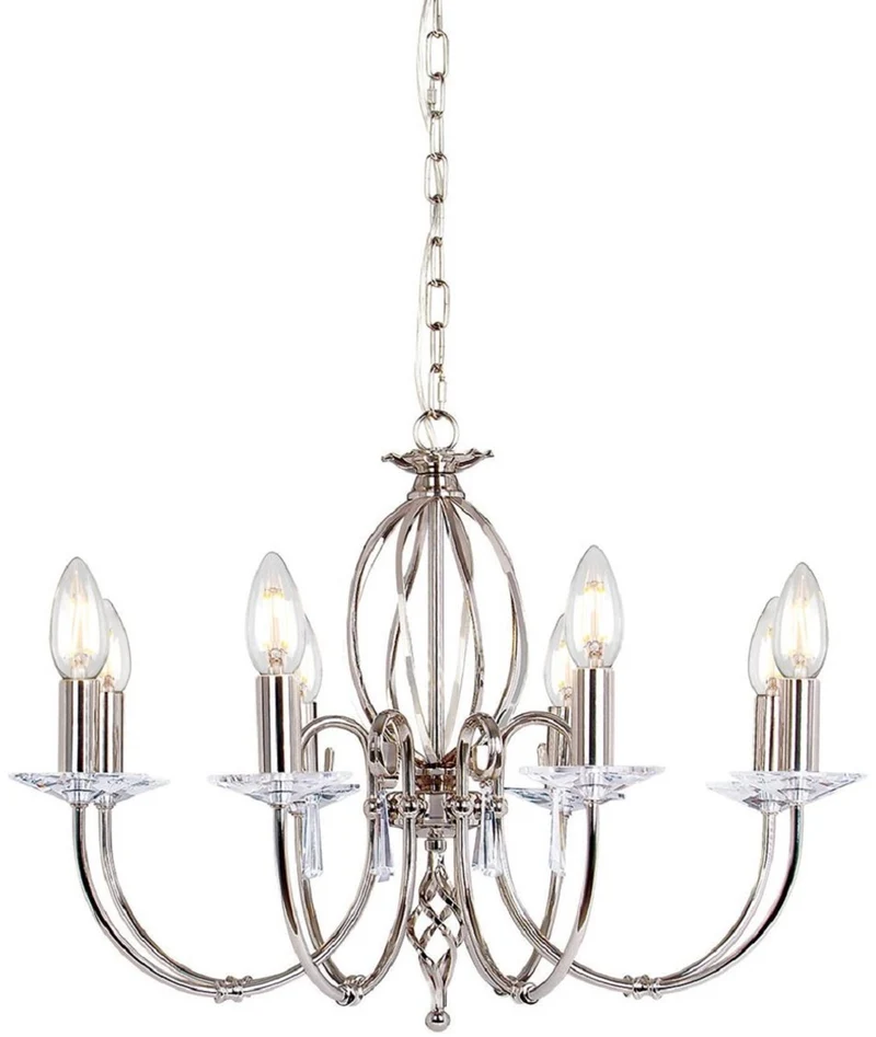 Casa Padrino Barock Kronleuchter Silber Ø 65 x H. 46 cm - Eleganter Wohnzimmer Kronleuchter - Kronleuchter im Barockstil