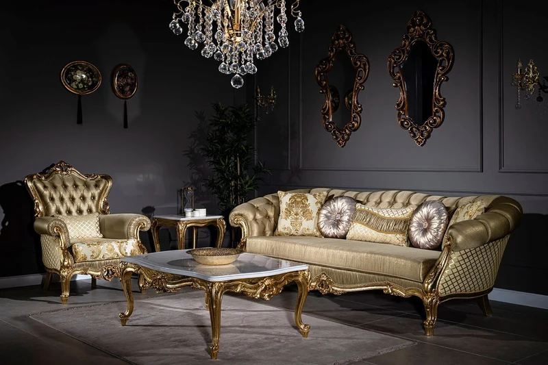 Casa Padrino Luxus Barock Couchtisch Weiß / Beige / Gold 120 x 85 x H. 49 cm - Edler Massivholz Wohnzimmertisch im Barockstil - Prunkvolle Barock Möbel