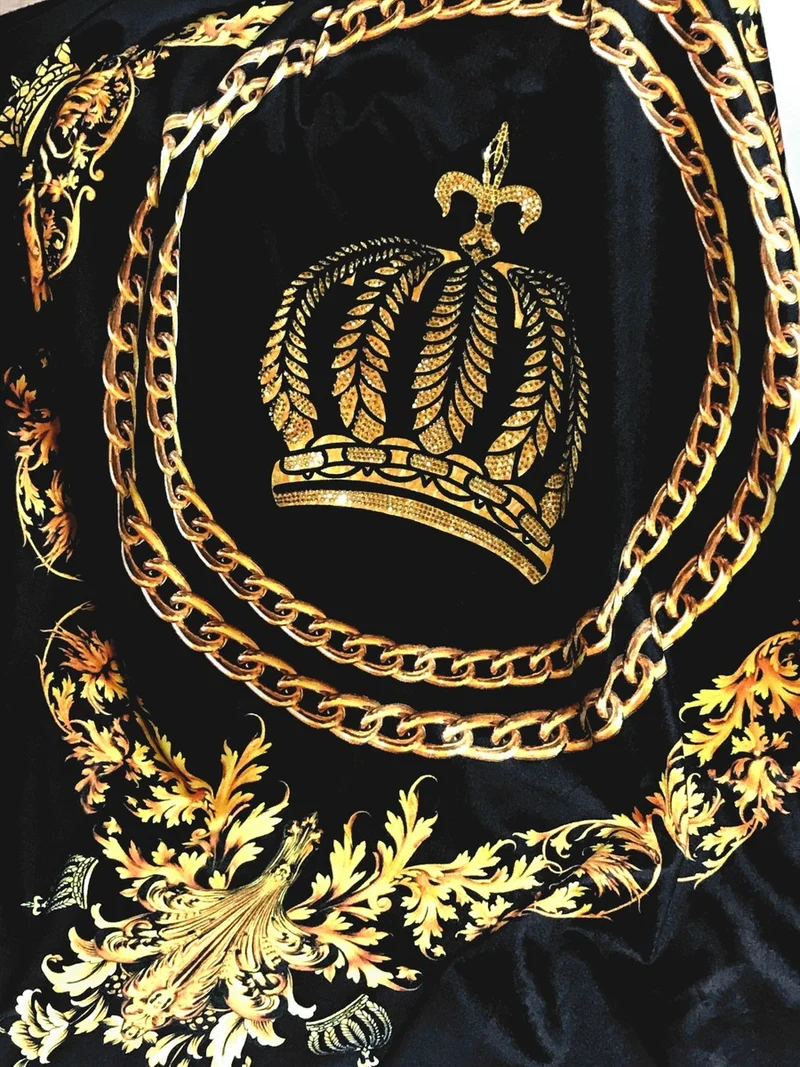 Luxus Wohndecke Pompöös by Casa Padrino Barock Chains & Crown Schwarz / Gold von Harald Glööckler mit Glitzersteinen