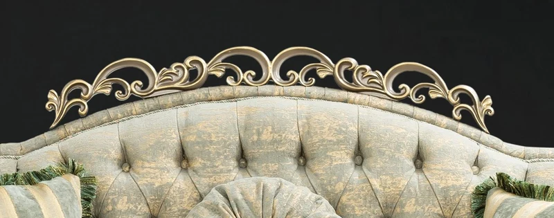 Casa Padrino Luxus Barock Sofa Grün / Gold / Grau / Gold 225 x 90 x H. 110 cm - Prunkvolles Barockstil Wohnzimmer Sofa mit elegantem Muster - Barock Möbel