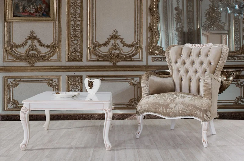 Casa Padrino Barock Sessel Braun / Weiß / Beige 80 x 82 x H. 100 cm - Prunkvoller Wohnzimmer Sessel mit Glitzersteinen - Barockstil Möbel