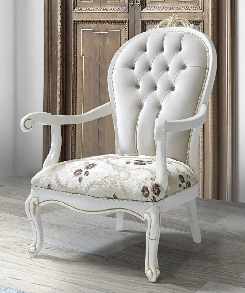 Casa Padrino Barock Sessel mit Glitzersteinen und Blumenmuster Hellgrau / Creme / Beige / Weiß / Gold 115 x 80 x H. 80 cm - Wohnzimmer Möbel im Barockstil