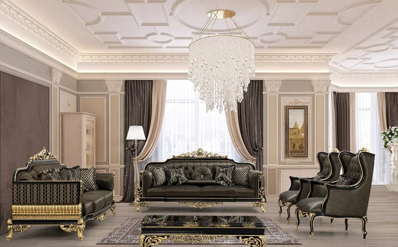 Casa Padrino Luxus Barock Couchtisch Schwarz / Gold 110 x 84 x H. 48 cm - Prunkvoller Wohnzimmertisch - Wohnzimmer Möbel im Barockstil