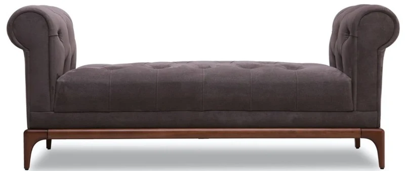 Casa Padrino Luxus Chesterfield Sitzbank Lila / Braun 175 x 58 x H. 67 cm - Moderne gepolsterte Massivholz Bank mit edlem Samtstoff - Luxus Qualität