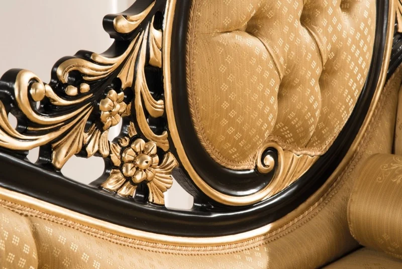 Casa Padrino Luxus Barock Wohnzimmer Sofa Gold / Schwarz 170 x 70 x H. 100 cm - Barockstil Wohnzimmer Möbel - Edel & Prunkvoll