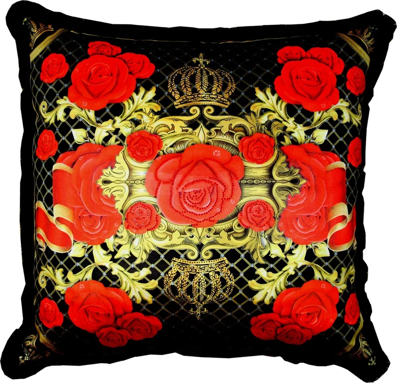 Riesiges XXL Luxus Barock Kissen "Roses" Pompöös by Casa Padrino von Harald Glööckler 80 x 80 cm mit funkelnden Glitzersteinen