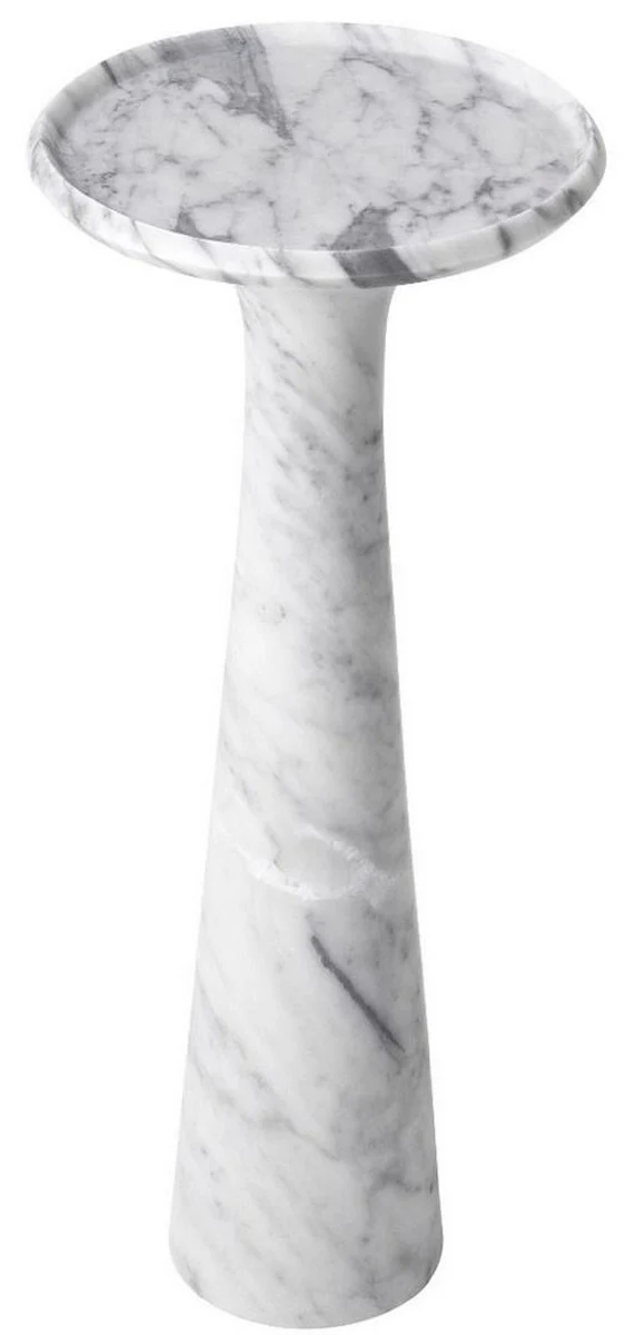 Casa Padrino Luxus Beistelltisch Weiß Ø 30 x H. 71,5 cm - Runder Beistelltisch aus hochwertigem Carrara Marmor - Luxus Möbel