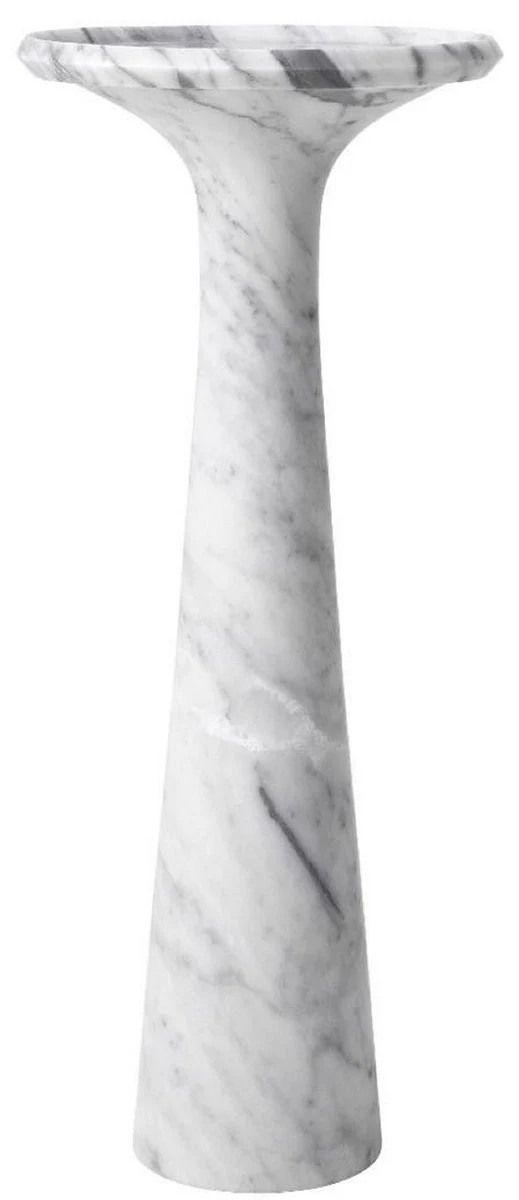 Casa Padrino Luxus Beistelltisch Weiß Ø 30 x H. 71,5 cm - Runder Beistelltisch aus hochwertigem Carrara Marmor - Luxus Möbel