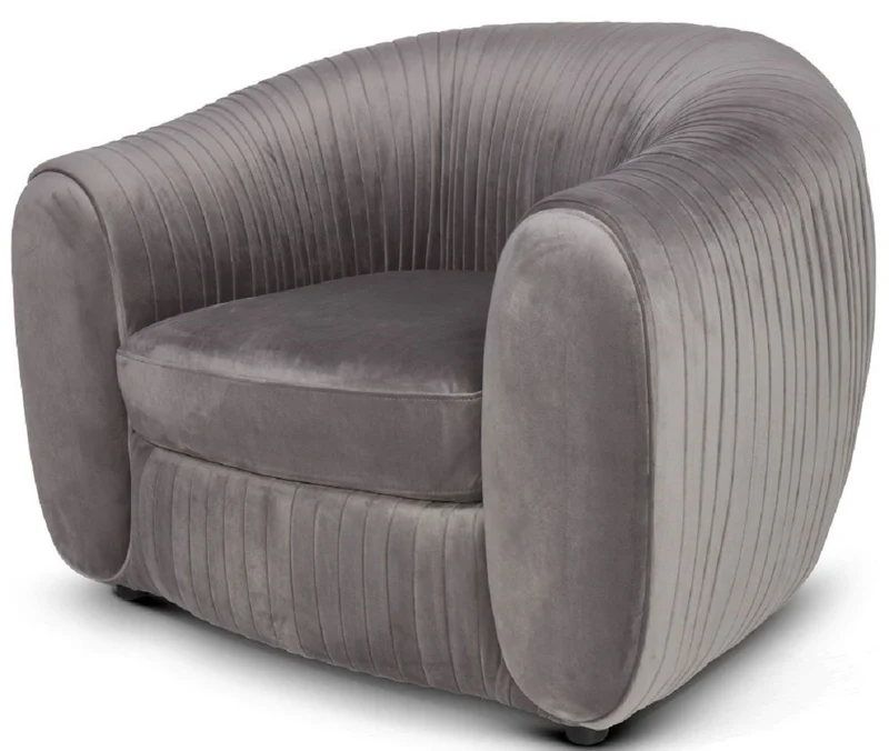 Casa Padrino Luxus Samt Sessel Grau 98 x 88 x H. 74 cm - Eleganter Wohnzimmer Sessel - Luxus Möbel