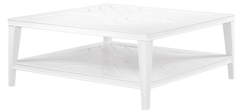 Casa Padrino Luxus Couchtisch Weiß 100 x 100 x H. 42 cm - Quadratischer Wohnzimmertisch aus hochwertigen strapazierbarem Aluminium - Gartentisch
