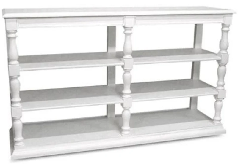 Casa Padrino Landhausstil Konsole Weiß 160 x 45 x H. 95 cm - Massivholz Regalschrank - Landhausstil Möbel
