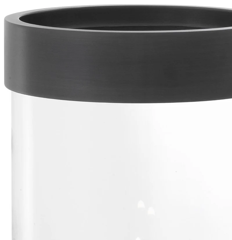 Casa Padrino Luxus Kerzenleuchter Bronze Ø 20 x H. 31,5 cm - Runder Glas Kerzenleuchter mit Aluminium Ring - Luxus Kollektion