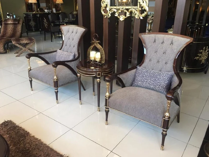 Casa Padrino Luxus Barock Wohnzimmer Sessel Grau / Braun / Silber 77 x 87 x H. 108 cm - Edle Wohnzimmer Möbel im Barockstil