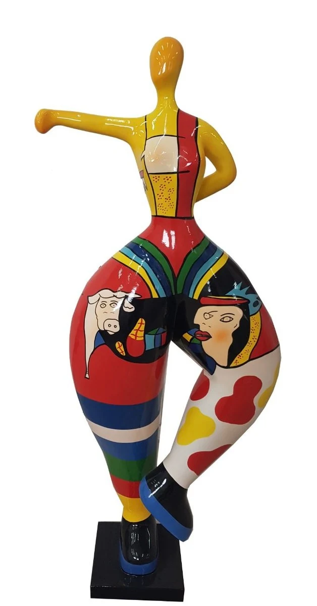 Casa Padrino Designer Deko Skulptur Frau beim Sport Mehrfarbig H. 85 cm - Gartendeko Skulptur - Luxus Gartenfigur
