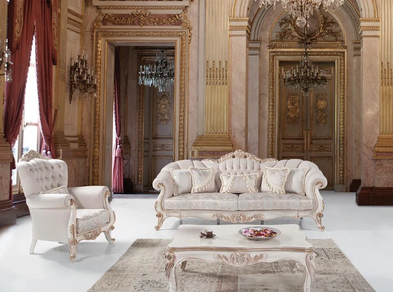 Casa Padrino Luxus Barock Wohnzimmer Set Hellgrau / Weiß / Antik Bronze - 2 Sofas & 2 Sessel & 1 Couchtisch - Wohnzimmer Möbel im Barockstil - Edel & Prunkvoll