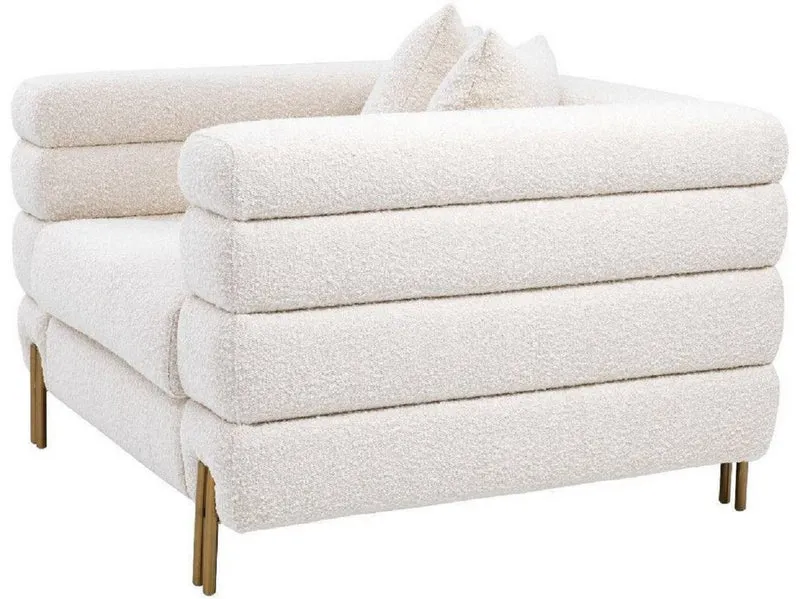 Casa Padrino Luxus Art Deco Sessel Creme / Messing 109 x 97 x H. 68 cm - Moderner Wohnzimmer Sessel - Luxus Möbel