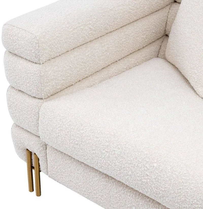 Casa Padrino Luxus Art Deco Sessel Creme / Messing 109 x 97 x H. 68 cm - Moderner Wohnzimmer Sessel - Luxus Möbel