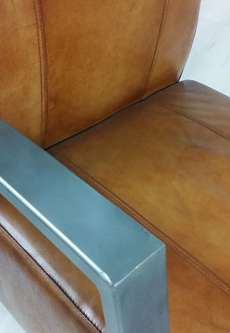 Casa Padrino Vintage Industrial Echtleder Lounge Sessel - ALLE FARBEN - Luxus Wohnzimmer Sessel Industrie Design Möbel Büffelleder