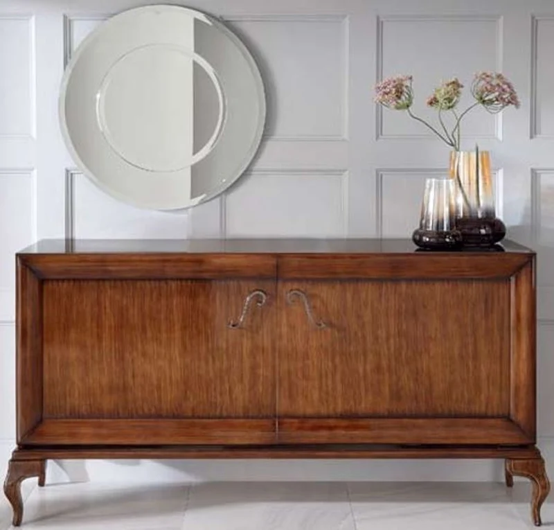 Casa Padrino Luxus Neoklassik Kommode mit 2 Türen Braun 187 x 52 x H. 95 cm - Massivholz Sideboard - Art Deco Wohnzimmer Möbel