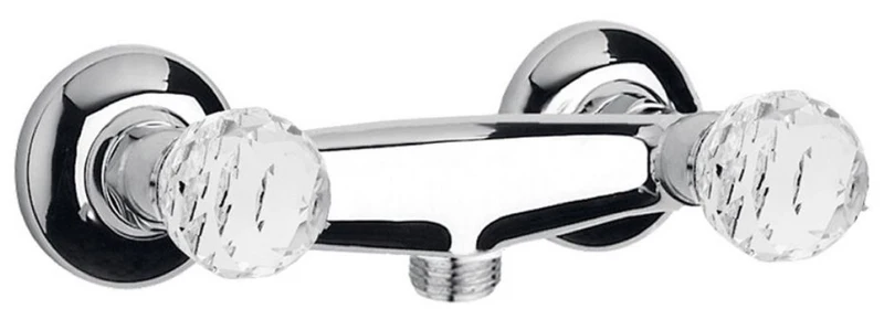 Casa Padrino Luxus Aufputz- Brausebatterie mit Swarovski Kristallglas Silber 20 x 14 x H. 7 cm - Badewannen Armatur - Erstklassische Qualität - Made in Italy