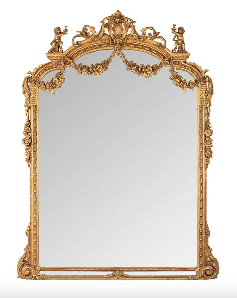Riesiger Casa Padrino Barock Spiegel Gold 220 x 160 cm mit Engelsmotiven - Antik Stil - Schwere prunkvolle Ausführung