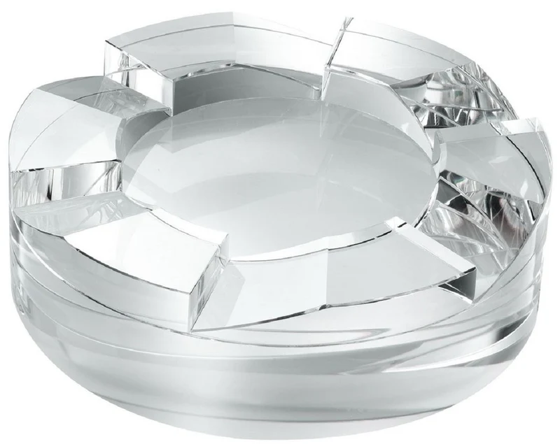 Casa Padrino Designer Kristallglas Schale Ø 24 x H. 7 cm - Runde Deko Schale - Schreibtisch Deko - Luxus Qualität