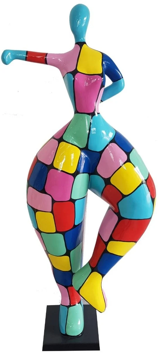 Casa Padrino Designer Deko Skulptur Frau beim Sport Mehrfarbig H. 132 cm - Dekofigur - Gartendeko Skulptur - Luxus Gartenfigur