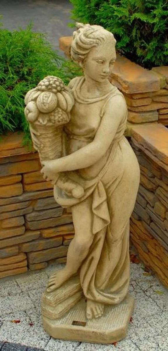 Casa Padrino Jugendstil Skulptur Venus mit Füllhorn 26 x 24 x H 90 cm Antikstil - Barock Gartendeko - Schwer und Massiv