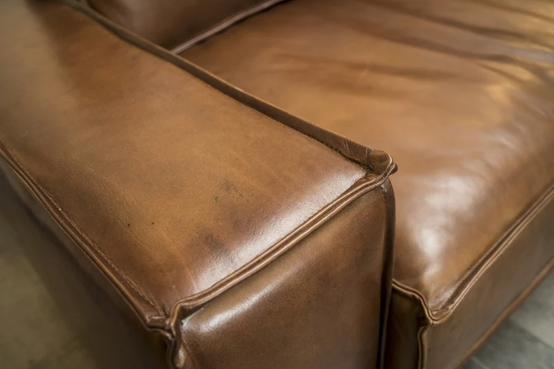 Casa Padrino Luxus Echtleder Lounge Sofa Vintage Leder Braun - Luxus Wohnzimmer Couch Möbel Büffelleder