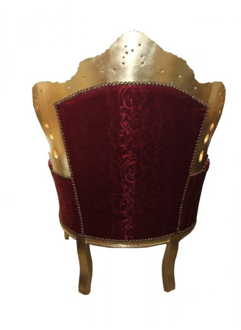 Barock Sessel "King" Bordeaux Muster / Gold - Möbel Antik Stil