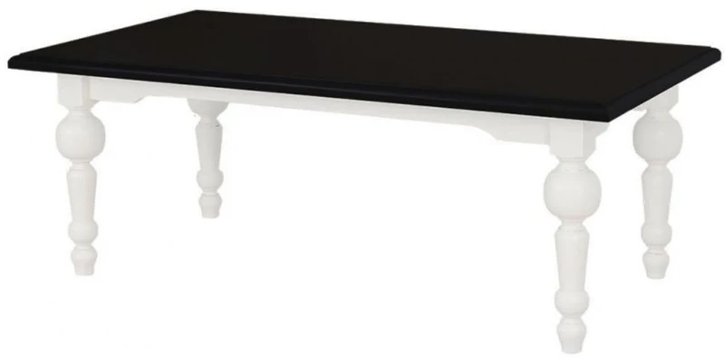 Casa Padrino Landhausstil Couchtisch Schwarz / Weiß 120 x 65 x H. 45 cm - Massivholz Wohnzimmertisch im Landhausstil