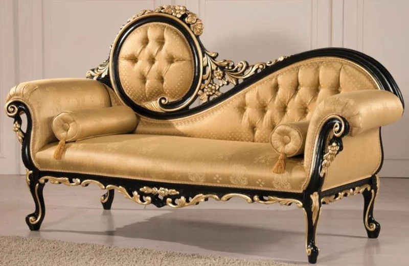 Casa Padrino Luxus Barock Wohnzimmer Sofa Gold / Schwarz 170 x 70 x H. 100 cm - Wohnzimmer Möbel im Barockstil - Edel & Prunkvoll