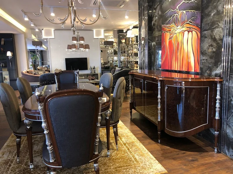 Casa Padrino Luxus Barock Esstisch Braun / Silber 230 x 106 x H. 80 cm - Edler Esszimmertisch im Barockstil - Barock Esszimmer Möbel