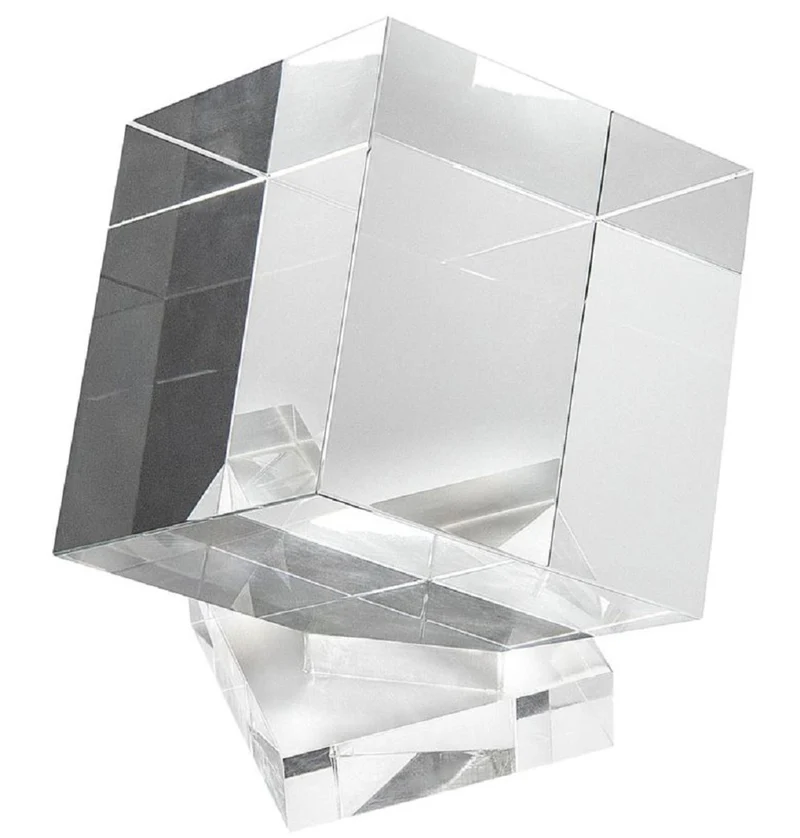 Casa Padrino Luxus Deko Acryl Würfel mit Halterung 20 x 20 x H. 20 cm - Schreibtisch Deko - Büro Deko - Wohnzimmer Deko - Luxus Qualität