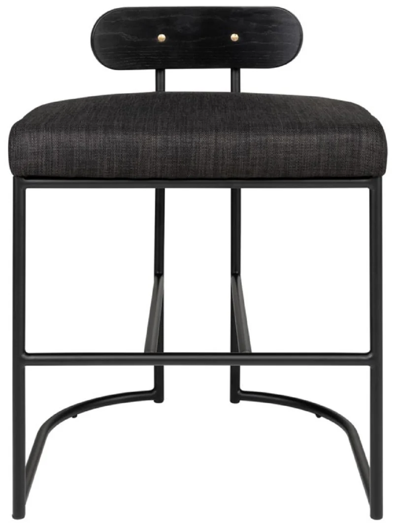 Casa Padrino Designer Esszimmerstuhl Schwarz 46 x 46 x H. 64,5 cm - Moderner Küchenstuhl mit pulverbeschichtetem Stahl - Luxus Esszimmermöbel