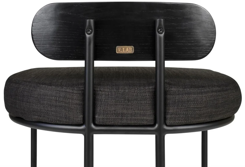 Casa Padrino Designer Esszimmerstuhl Schwarz 46 x 46 x H. 64,5 cm - Moderner Küchenstuhl mit pulverbeschichtetem Stahl - Luxus Esszimmermöbel