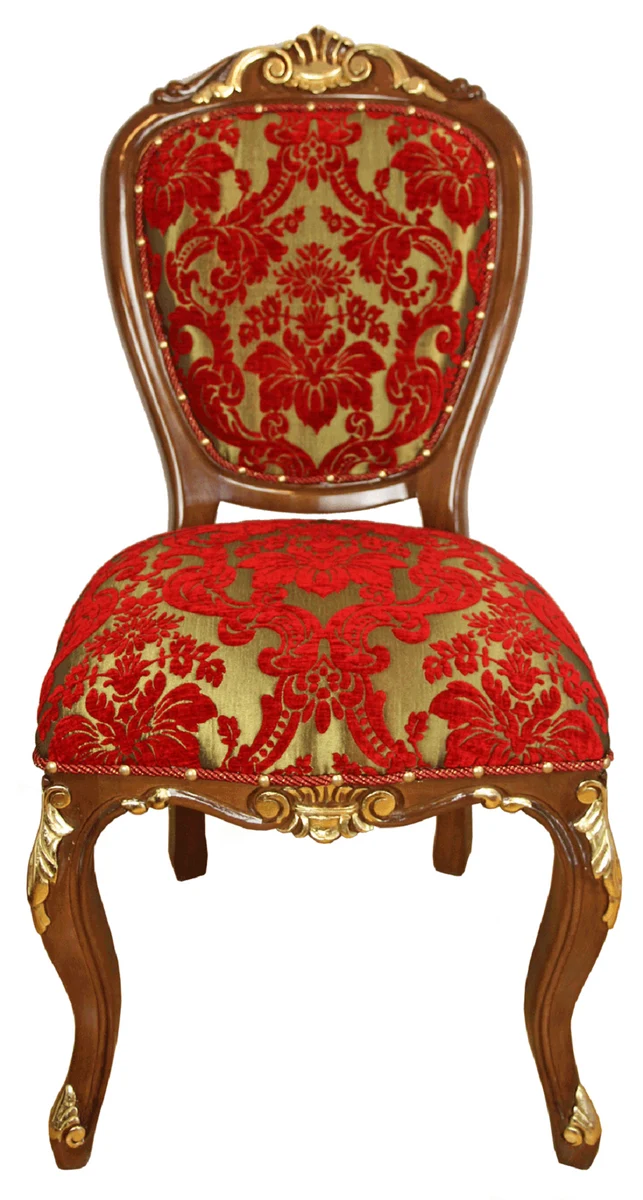 Casa Padrino Luxus Barock Esszimmer Stuhl Rot / Gold / Braun Antik Look 54 x 57 x H. 107 cm - Luxus Hotel Möbel - Made in Italy