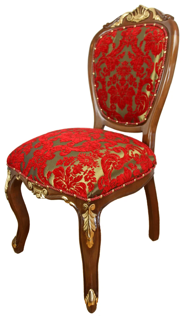 Casa Padrino Luxus Barock Esszimmer Stuhl Rot / Gold / Braun Antik Look 54 x 57 x H. 107 cm - Luxus Hotel Möbel - Made in Italy