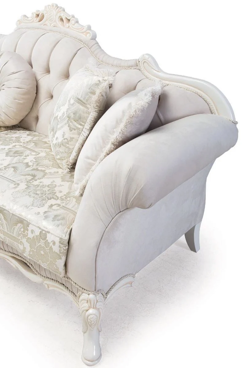 Casa Padrino Luxus Barock Wohnzimmer Set Hellrosa / Weiß / Beige - 2 Sofas & 2 Sessel & 1 Couchtisch - Prunkvolle Wohnzimmer Möbel im Barockstil