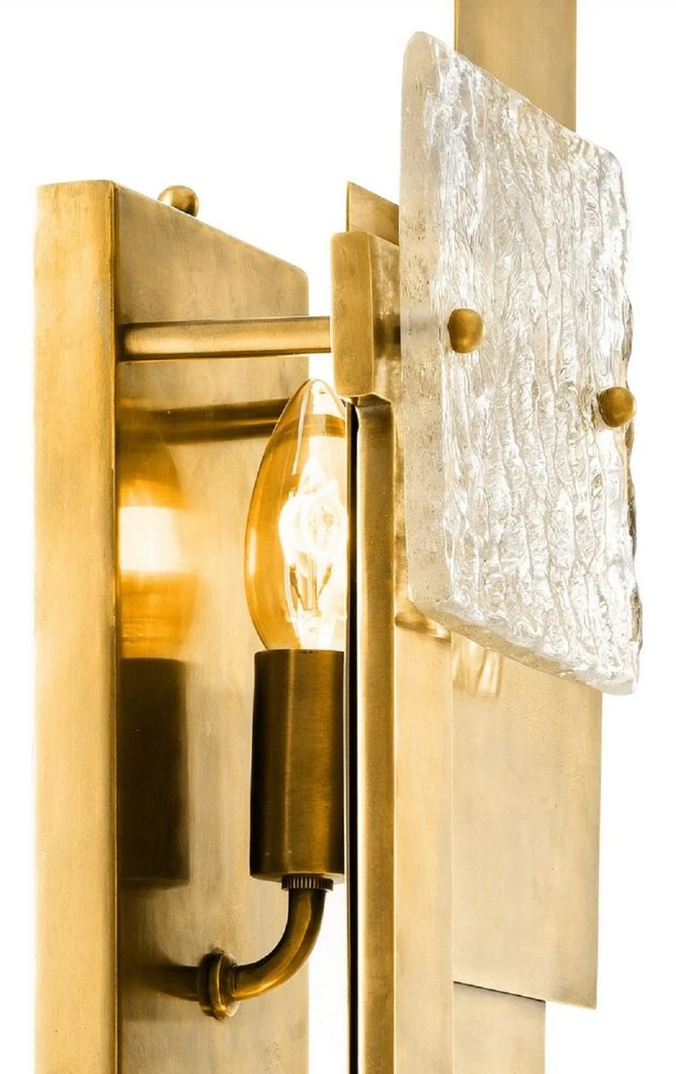 Casa Padrino Luxus Wandleuchte Vintage Messing 29,5 x 11 x H. 77 cm - Wohnzimmer Wandlampe - Exzellente Verarbeitung - Luxus Kollektion