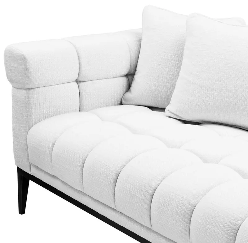 Casa Padrino Luxus Sofa Weiß / Schwarz 240 x 98 x H. 69 cm - Wohnzimmer Sofa mit 4 Kissen - Wohnzimmer Möbel - Luxus Möbel