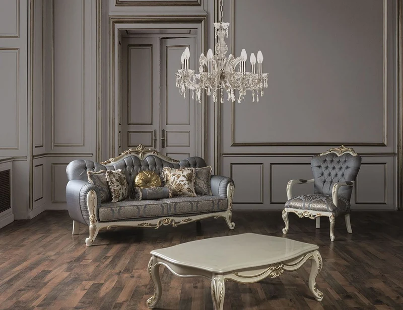 Casa Padrino Luxus Barock Wohnzimmertisch Creme / Gold 110 x 85 x H. 45 cm - Edler Massivholz Couchtisch im Barockstil - Barock Wohnzimmermöbel
