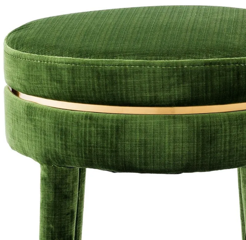 Casa Padrino Luxus Barhocker Grün / Messing Ø 41 x H. 78 cm - Runder Samt Hocker - Luxus Möbel