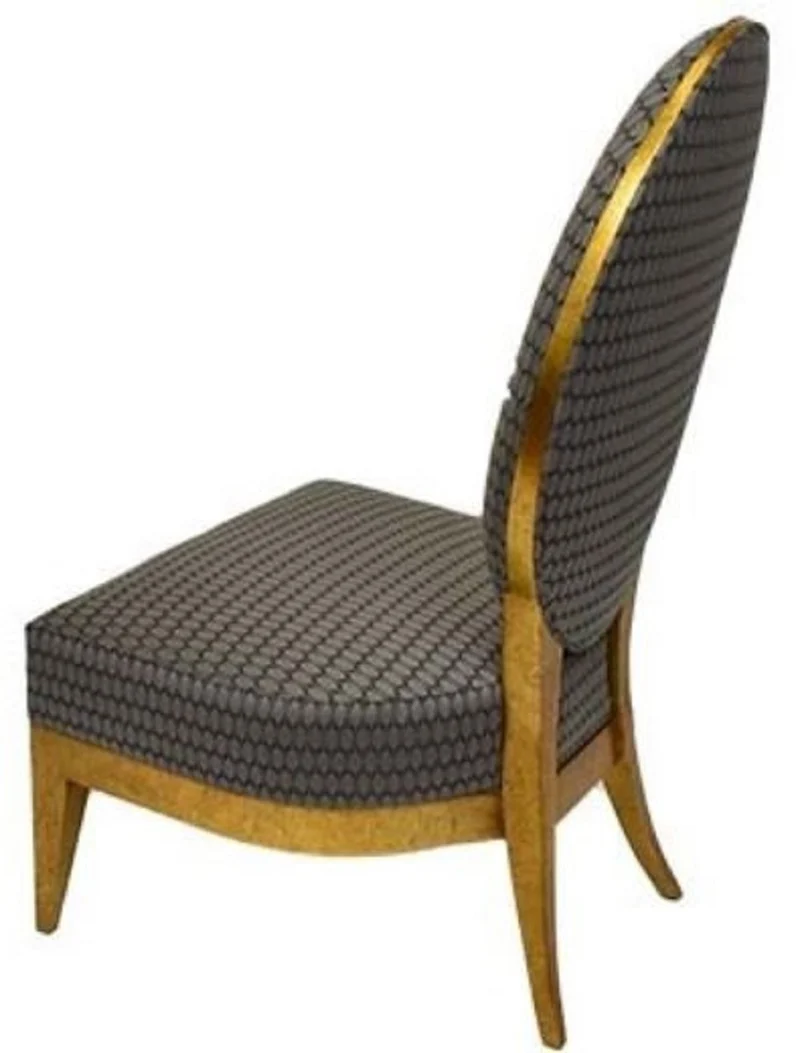 Casa Padrino Luxus Salon Sessel Silber / Schwarz / Hellbraun 65 x 77 x H. 114 cm - Luxus Qualität