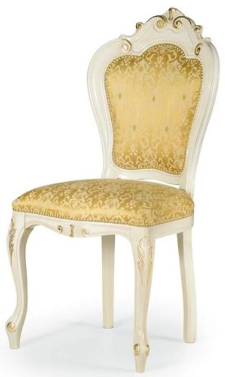 Casa Padrino Luxus Barock Esszimmer Stuhl Set Gold / Weiß / Gold 50 x 50 x H. 103 cm - Barock Küchen Stühle 6er Set - Esszimmer Möbel im Barockstil